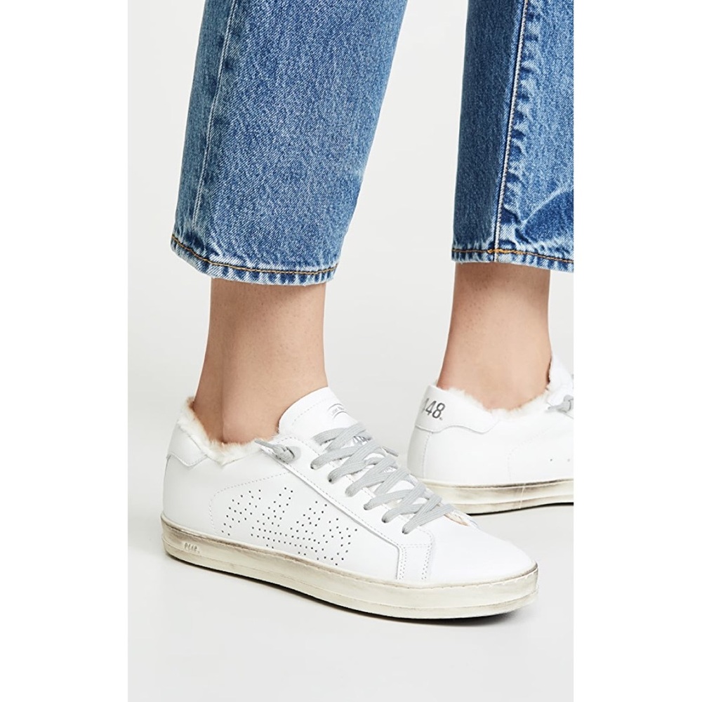🤑📦 P448 John Faux Fur Sneakers in White